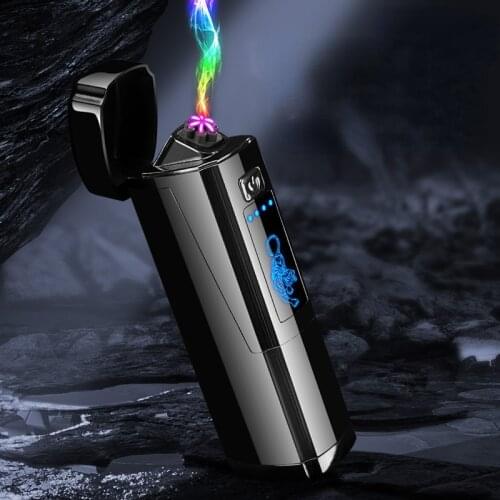 High Firepower Six-wire Three-arc Super Firepower Outdoor Cigar Super Arc Lighter Battery Display Induction Charging Cool Gift