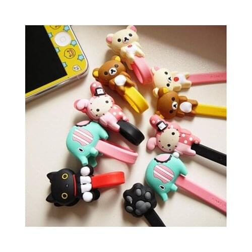 10pcs/lot Lovely Black Cat Rabbit Cartoon Cable Winder Headphone Earphone Cable Wire Organizer Cord Holder For iphone samsung