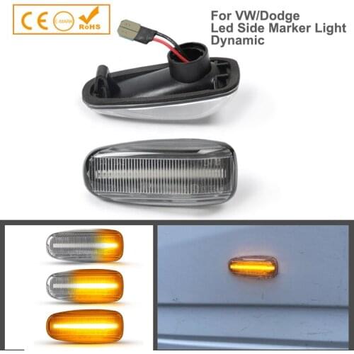 2Pcs Dynamic LED Side Marker Lights Car Accessories For VW LT 96-05 Dodge Sprinter 03-06 Turn Signal Sequential Indicator Lamps