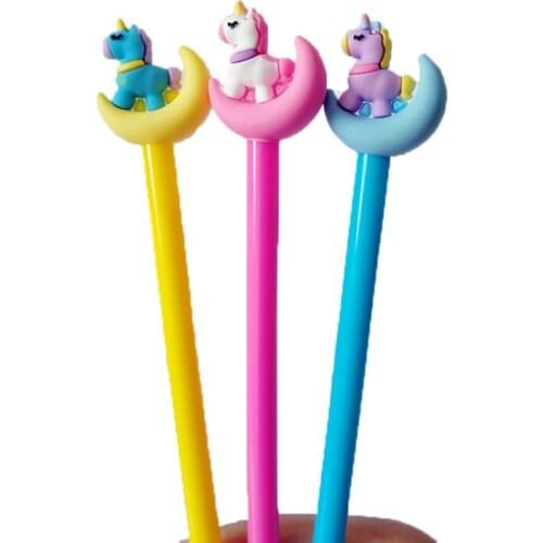 2pc Creative Unicorn Gel Pen Cartoon Black Ink Pen Promotional Stationery High Quality Office Signing Pen School Supplies