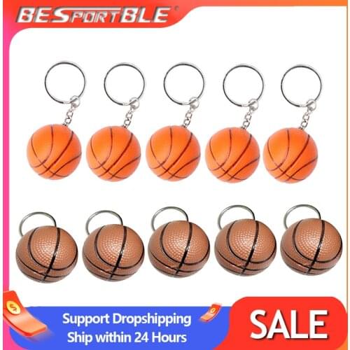 20 Pcs Mini PU Basketball Keychain Creative Keyrings Souvenir Pendant for Players Athletes Teammates(Yellow+Brown)
