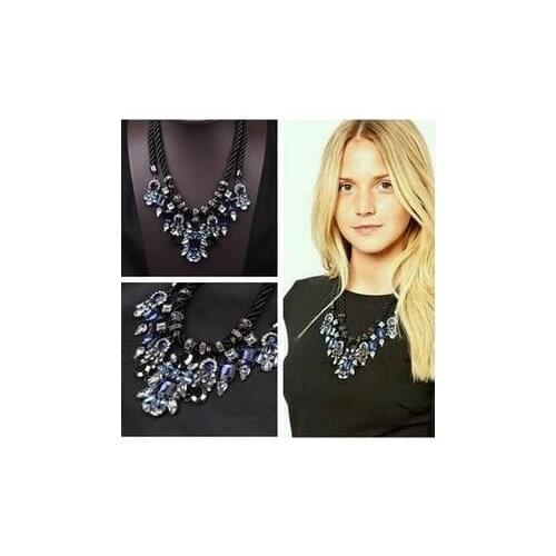 2015 new vintage jewelry hollow choker necklace round crystal long pendent necklace accessaries gift flower acrylic set