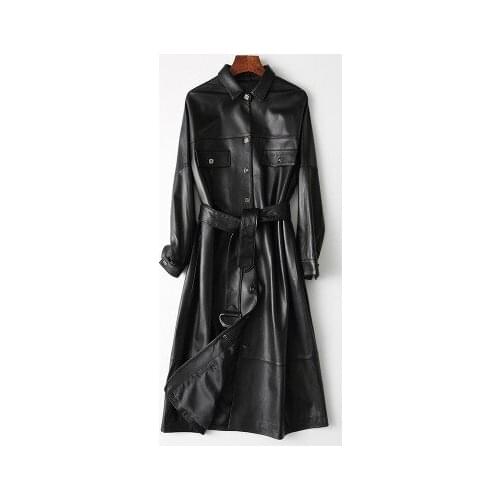 Top brand Fashion 2020 New Genuine Sheep Leather Trench H59 high quality