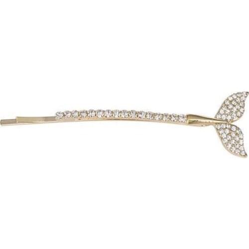 Shiny Rhinestone Gold Plated Hairpin Fishtail Shape Female Lovely Hairpin Hair Accessories Holiday Gifts