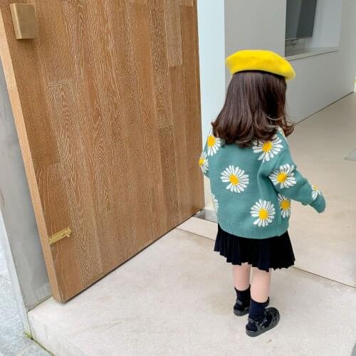 Kids Knitted Sweater Floral Printed Children Single Breasted Girls Sweater Fashion Knitted Sweaters Kids Cardigans Baby Sweater