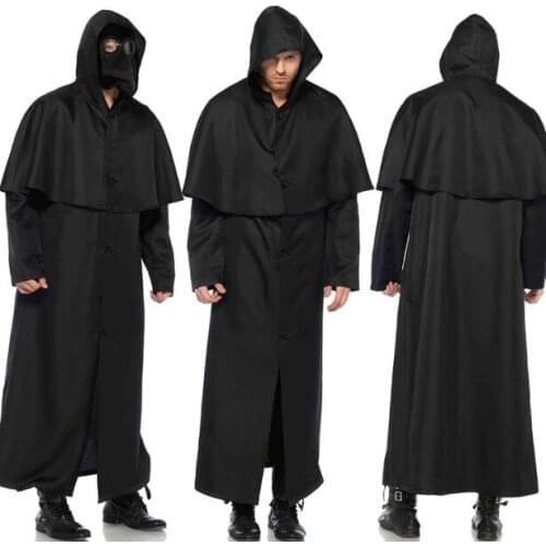 Men Woman Vampire Cosplay Costumes Wizard Hooded Robe Friar Priest disguise Church Cowl Apparel Adults Fancy Vampire Costume