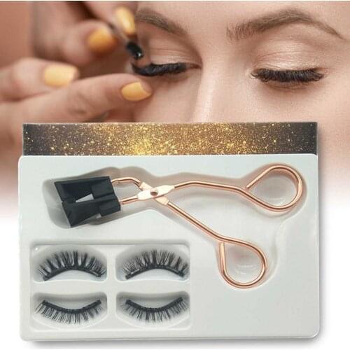 Dual Magnetic False Eyelashes 3D Eyelashes With Applicator False Eyelashes Glue-free Reusable Eyelashes Makeup Eye Lashes Tool