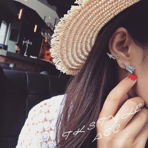 E307 Europe tidal range of street shooting arrows personalized earrings Korean couple making love arrow