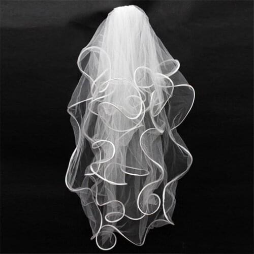 Hot Sale 4 Layer Tulle Crinkle Hem Wedding Veil Short Mantilla Bride Head Accessories Bridal Veils With Comb