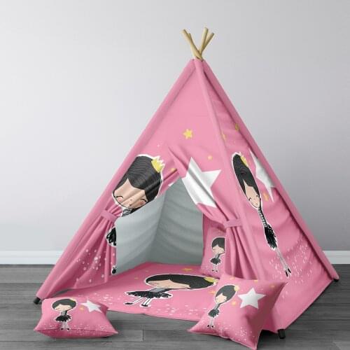 Play Tent for Kids Wigwam Portable Indoor Playground Tents Children Bedrooms Cool to Be Kind Pink Model 075