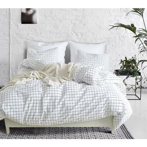 Geometric Pattern Duvet Cover Set Beddings Soft Microfiber Plaid Stripe Luxury Bedding Set Queen King Size Bed Linen Bedclothes