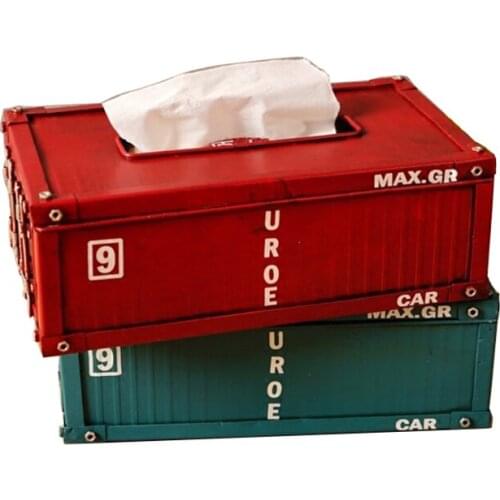 Creative industrial style container iron tissue box Retro living room dining room decoration idea tissue boxs