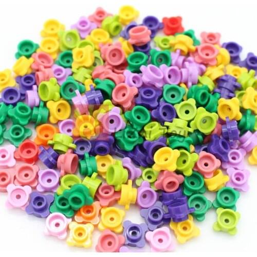 Moc 33291 Plant Plate Round 1x1 with Flower Edge 4 Knobs Petals City Street View Scene Building Blocks Bricks Compatible with