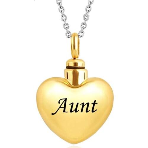 Fashion Simple Small Heart gold Cremation Stainless Steel Jewelry Heart Ash Pendant Urn Necklace Memorial Keepsake Jewelry