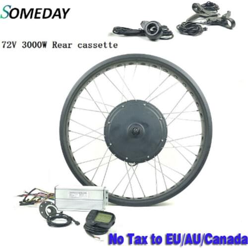 Fat Ebike 72V 3000W Conversion Kit SOMEDAY Snow Bike Rear Cassette brushless non-gear hub motor E Bike wheel with LCD5