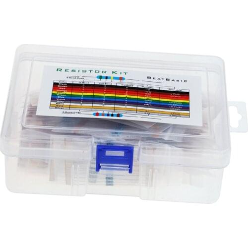 1000 Pieces 50 Values 1% Resistor Kit, 1 Ohm-10M Ohm 1/4W Metal Film Resistors Assortment for DIY and Experiments