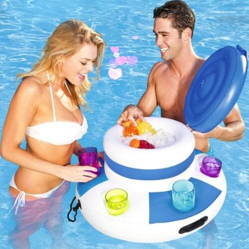 Inflatable Ice Bucket Float Cup Holder Beer Water Ice Cubes Food Drink Bar Cooler Summer Party Swimming Pool Accessories