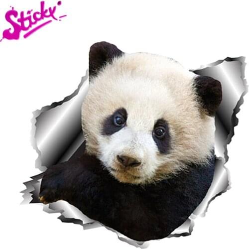 STICKY 3D Panda Car Stickers Decal Decor Cover Scratches Waterproof Rear Windshield Motorcycle Off-road Laptop Trunk