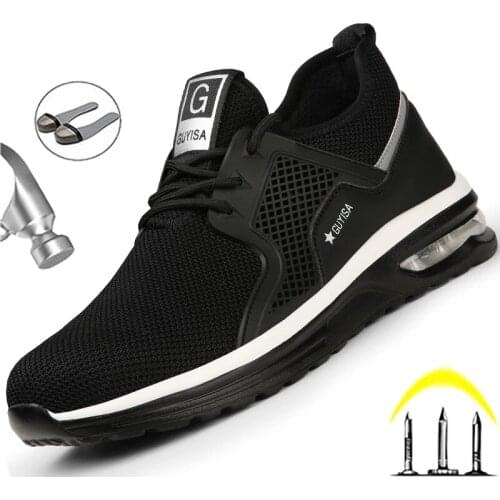 Puncture Proof Shoes Work Boots Men Air Cushion Work Sneakers Male Indestructible Steel Toe Shoes Breathable Safety Shoes 2021