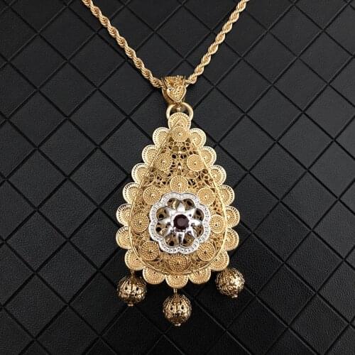 New arrive gold color metal coin necklace Dubai Indian pendant Algerian party jewelry for woman caftan jewelry flower drop