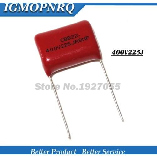 10PCS 400V225J 2.2UF Pitch 20M 225J400V 225 400V 2200PF CBB Polypropylene film capacitor 400V225J-P20 NEW