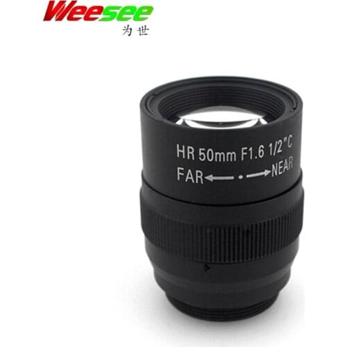WS 5MP 50mm lens Manual Iris Fixed focal length Lens 1/2" F1.6 C Mount HD Lens for Machine Vision cameras