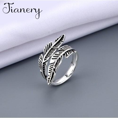 Charming Open Feather Ring for Women Vintage Boho Party Rings Gothic Punk Jewelry Gifts for Girls 2021