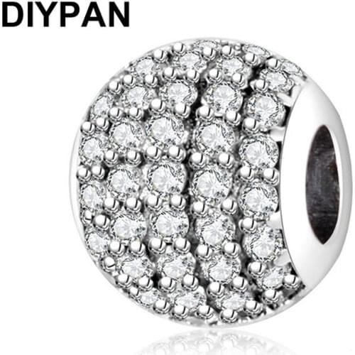 Fit Original Pandora Charms Bracelets 925 Sterling Silver Pave Clear Zircon Charms Beads For Jewelry Making Women Berloque