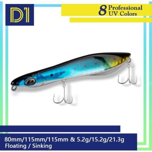 D1 Sea River Lure Floating Sinking saltwater Freshwater Popper&Pencil Fishing Lures 80mm 115mm Long casting Bass Pike Wobblers