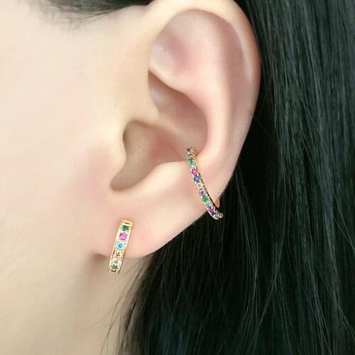 White Black Copper Colorful AAA Cubic Zirconia Clip Earrings Fashion Jewelry Earring Female Wedding Party Gift Womens jewelry