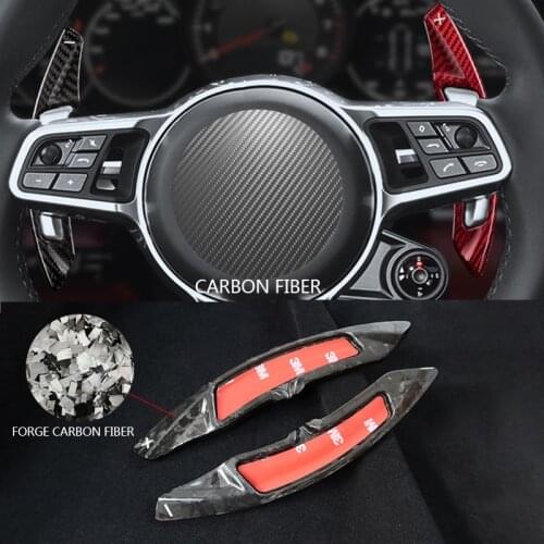 For Porsche Panamera Macan Cayenne 718 Boxster 911 918 2014-2021 Real Forged Carbon Fiber Steering Wheel Shift Paddle Extension
