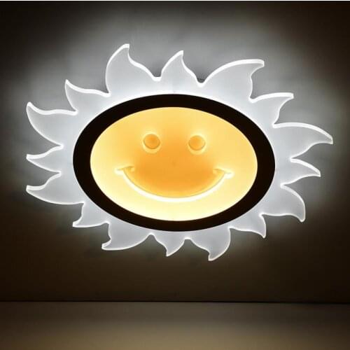 Ultra thin l round led ceiling lamp warm childrens bedroom lamp simple modern personality sun smile Ceiling light