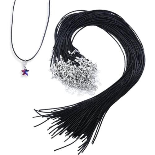 20pcs Waxed Necklace Cord with Clasp Black Color 1.5mm Necklace Rope For DIY Bracelet Necklace Jewelry Making Accessories