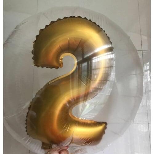 2pcs/lot 24 Inch Transparent Foil Balloons +1pcs 16 inch Number Balloon For Wedding Birthday Party Decoratio Clear Helium Globos