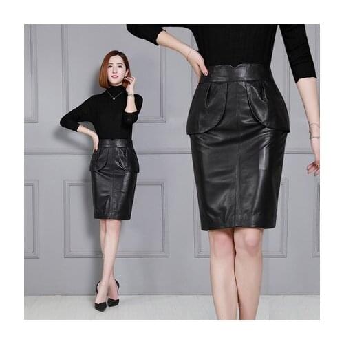 Top brand Fashion Genuine New Sheep Leather Skirt K21 high quality