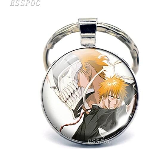Bleach Pendant Glass Dome Keychain Ichigo Kurosaki Shinigami Hollow Mask Anime Manga