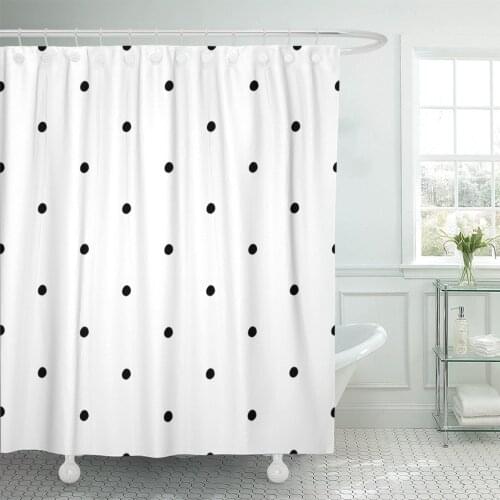 Shower Curtain Small Abstract Polka Dot Pattern with Trendy Cute Black and White Monochrome Bubble Child Waterproof Polyester