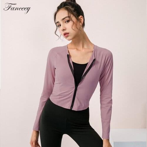 Fanceey Long Sleeve T-shirts Woman Sports Top Fitness Yoga Crop Top Female Gym Shirt Sports Blouses Workout Women Running Shirt