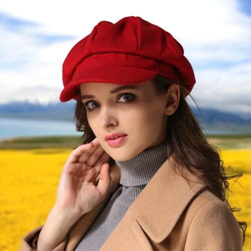 Female Autumn Winter Octagonal Hat Girl Warm Painter Newsboy Korean Version Japanese British Octagonal Cap Fashion Caps H6723