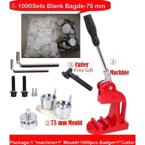 1000sets 75mm Pin Button Badge Parts Raw Material with 75mm Button Badge Mould and Button Badge Machine Business Sets