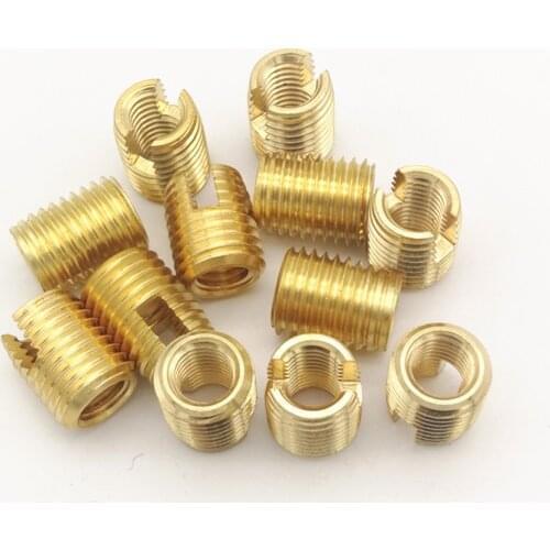 4Pcs M3 M4 M5 M6 Brass Type 302 Slotted Self-tapping Threaded Sleeve Inner Outer Thread Nut Sleeves