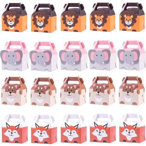 12pcs Jungle Theme Safari Animals Paper Gift Bags Birthday Party Candy Bags Box Decorations Kids Baby Shower Packing Bag