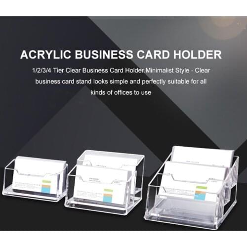 Acrylic Card Holder Stand Clear Desktop Countertop Office Business Organizer Acrylic Index Card Filling Display for Desk #SW