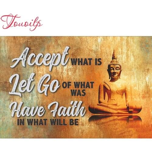 TOUOILP Full Square/Round Drill 5D DIY Diamond Painting"Buddha text"3D Diamond Embroidery Cross Stitch Wall stickers Home Decor