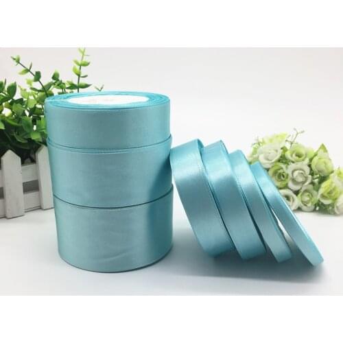 25 Yards 6 10 15 20 25 38 50mm Sky Blue Silk Satin Ribbon For Wedding Party Decoration Invitation Card Gift Wrapping Supplies