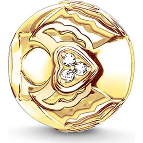 Gold-color White Zirconia Guardian Angel & Heart Bead, Thomas Style DIY Beads for Ts Jewelry Making Fit Bracelets for Women Men