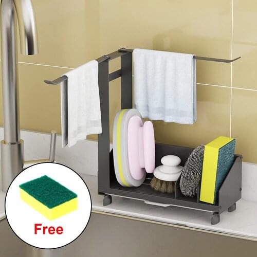 Sponge Holder Stainless Steel Sink Tray Drainage Rack Creative Multipurpose Storage Shelf Storage Support for Home for Kitchen