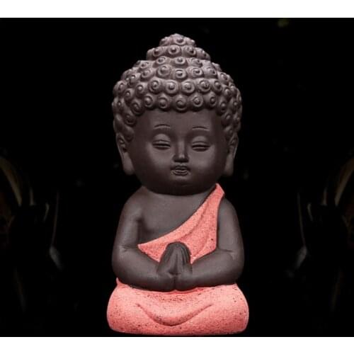 Ceramic Little Monk Figurine Home Decor Buddha Statue Figures Ornament for Car Living Room Teahouse -Drop