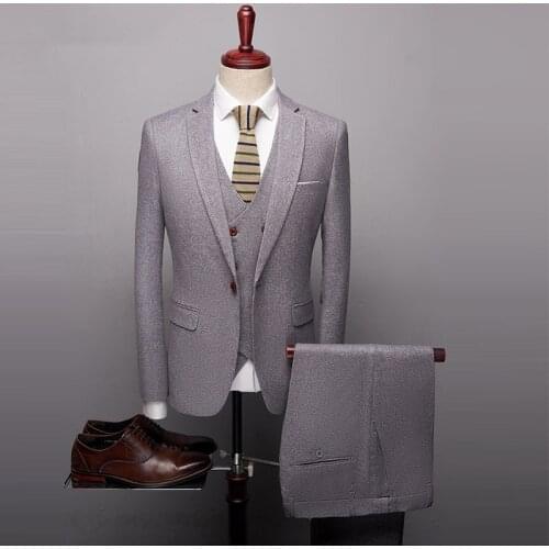 Suits for Men Slim Fit Mens Suits High Quality 3 PCS Groom Suit Wedding (Jacket+Pants+Waistcoat)