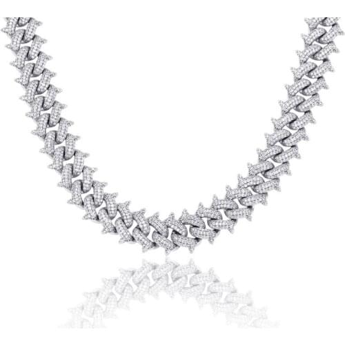 14MM Hip Hop Miami Cuban Chain Iced Out Necklace Rapper Jewelry Cubic Zirconia Gold Sliver GA1012